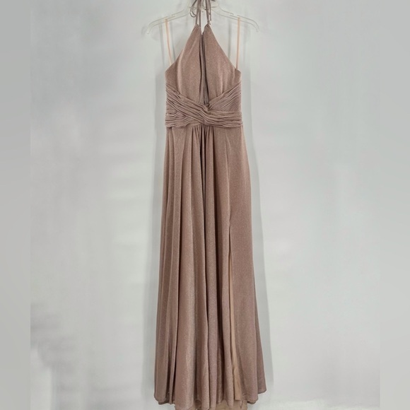 Fancy Schmancy pink halter shimmer maxi dress size 2 - Picture 1 of 7